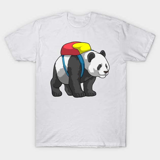 Panda as Hiker with Backpack T-Shirt by Markus Schnabel